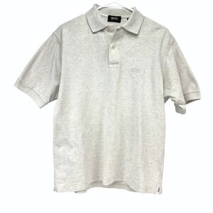 BOSS Hugo Boss Mens Heathered Light Gray Short Sleeve Polo Shirt Size‎ Medium